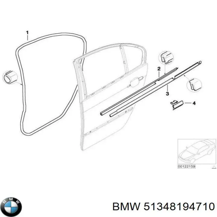 Молдинг опускного стекла двери задней правой 51348194710 BMW