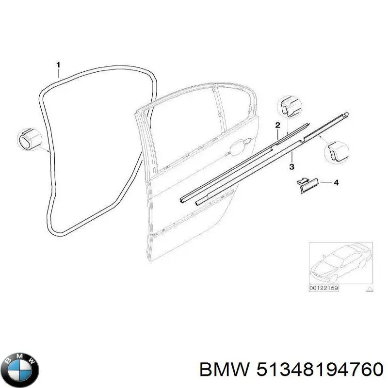 Молдинг опускного стекла двери задней правой BMW 51348194760 цена, от 101.28 USD