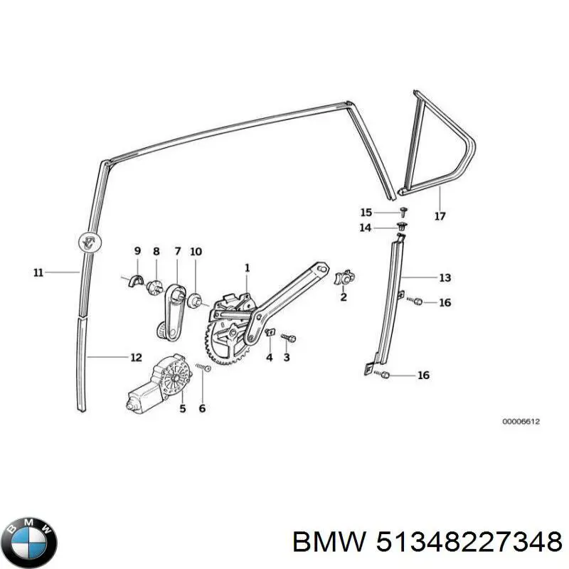 51348119772 BMW mecanismo de acionamento de vidro da porta traseira direita
