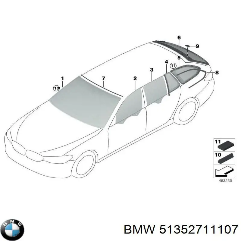 Задняя форточка левая BMW 51352711107 цена, от 56.50 USD