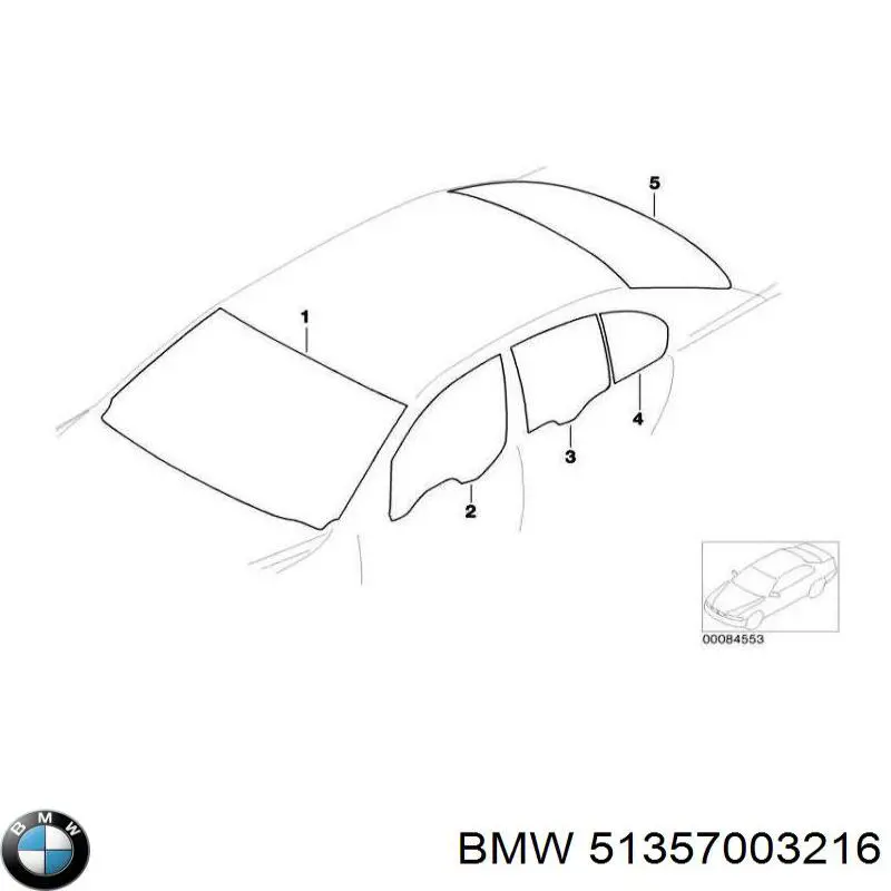 Стекло двери задней правой 51357003216 BMW