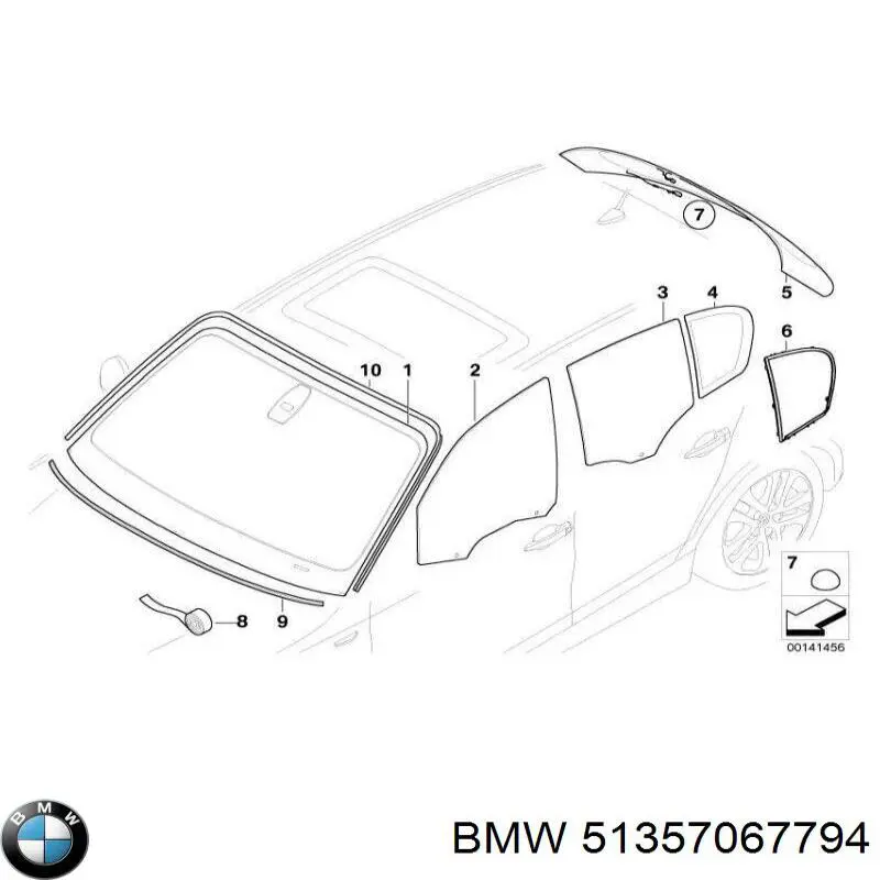 Vidro da porta traseira direita para BMW 1 (E81, E87)