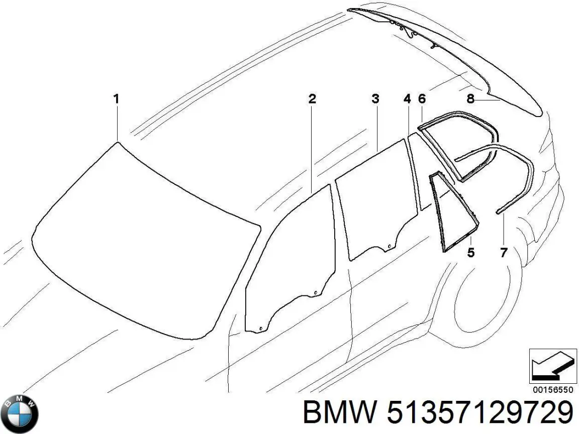 51357129729 BMW стекло-форточка двери задней левой