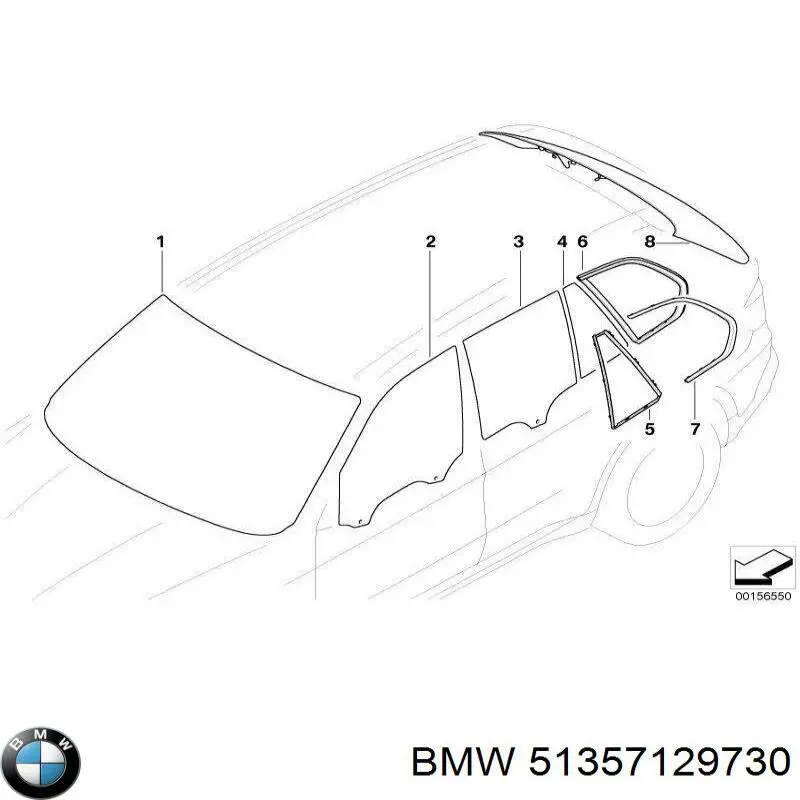51357129730 BMW стекло-форточка двери задней правой