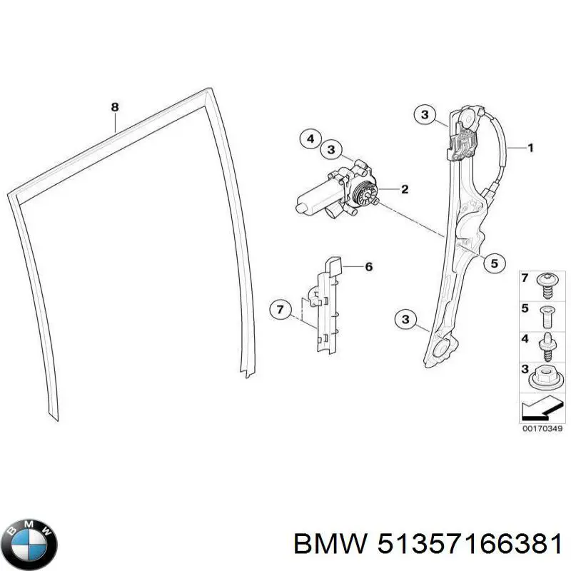 51357166381 BMW механизм стеклоподъемника двери задней левой