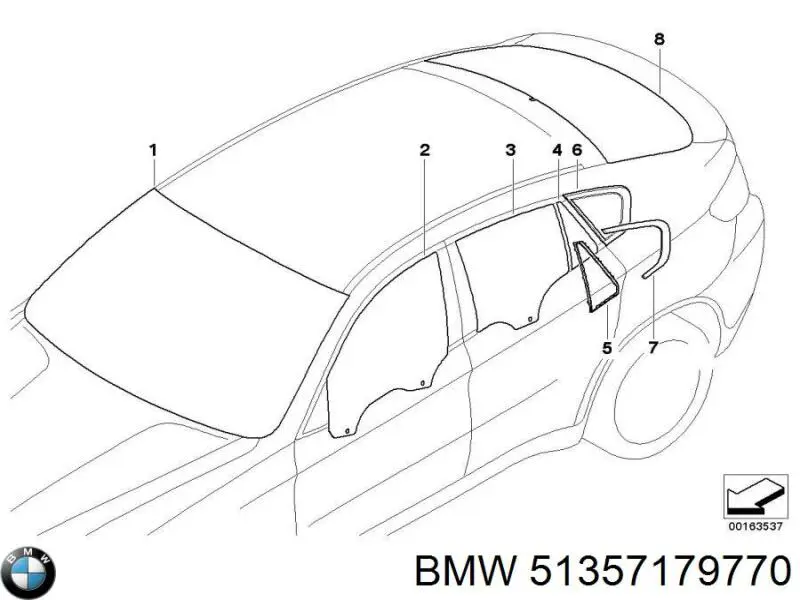 Стекло-форточка двери задней правой на BMW X6 (E71) купить.