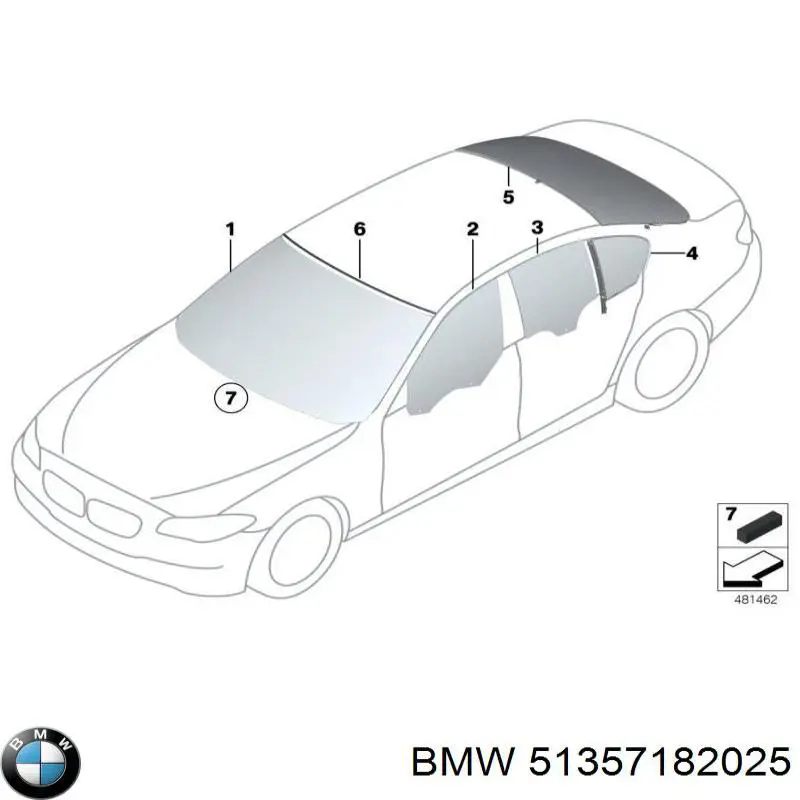 Vidro de janelo da porta traseira esquerda para BMW 5 (F10)