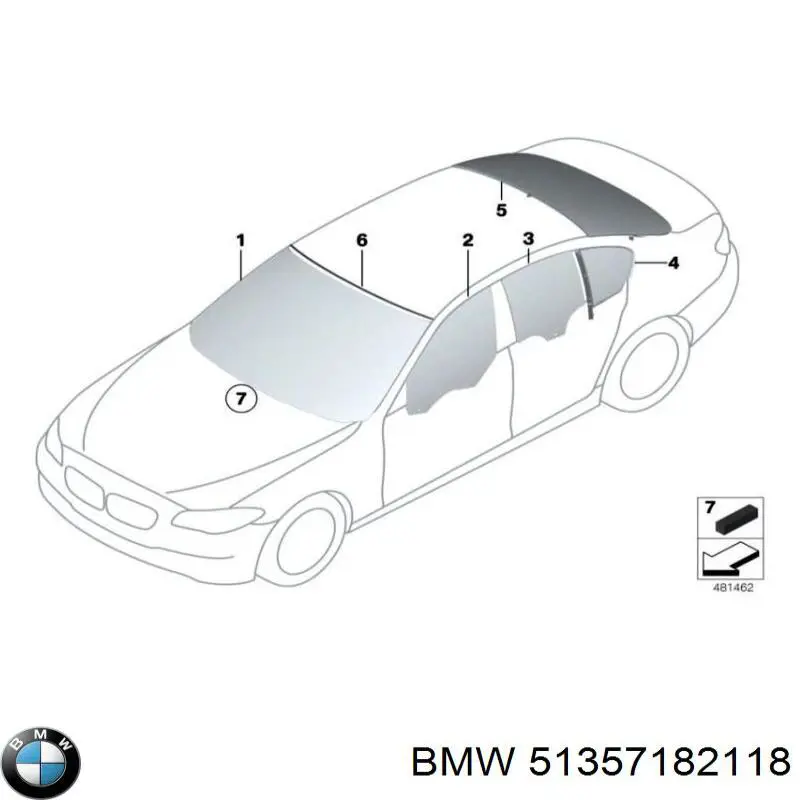 Vidro da porta traseira direita para BMW 5 (F10)