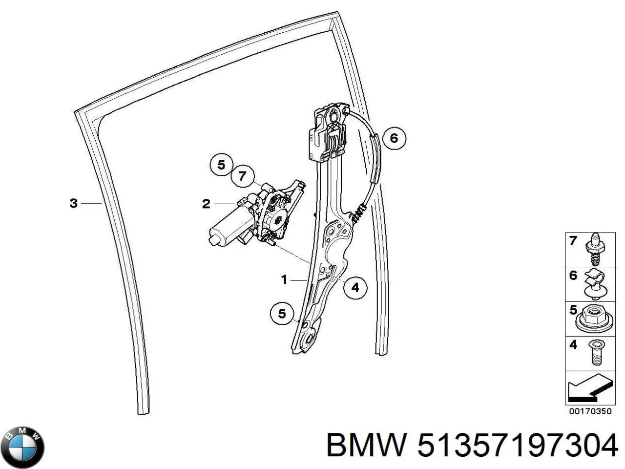 Mecanismo de acionamento de vidro da porta traseira direita para BMW X6 (E71)