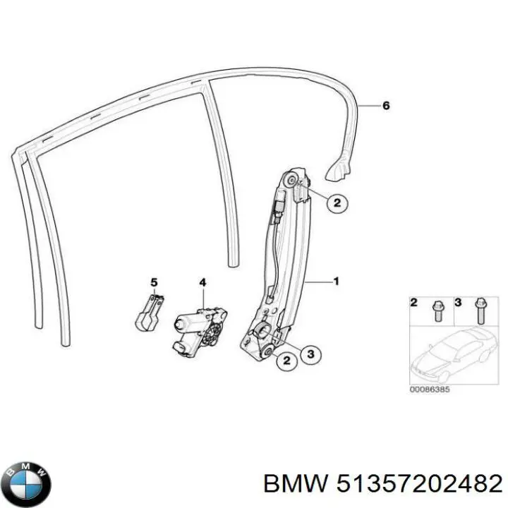 Механизм стеклоподъемника двери задней, правой BMW 51357202482 цена, от 25.92 USD
