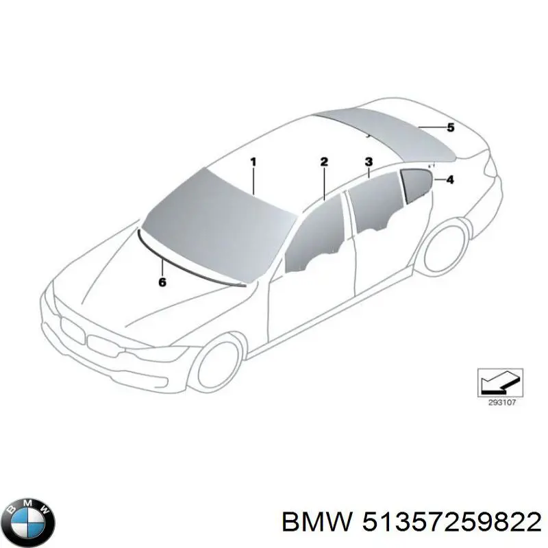 51357259822 BMW стекло двери задней правой