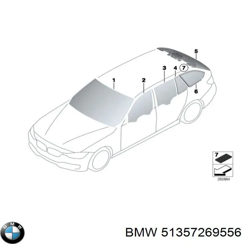 51357269556 BMW Стекло-форточка двери, задней, правой