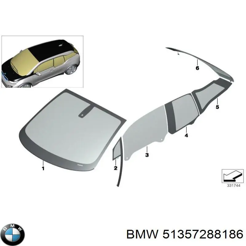 Vidro da porta traseira direita para BMW I3 (I01)