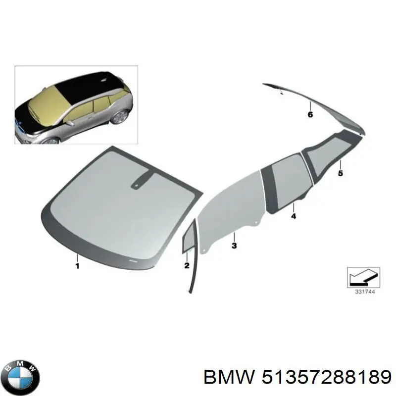 51357288189 BMW стекло кузова (багажного отсека левое)