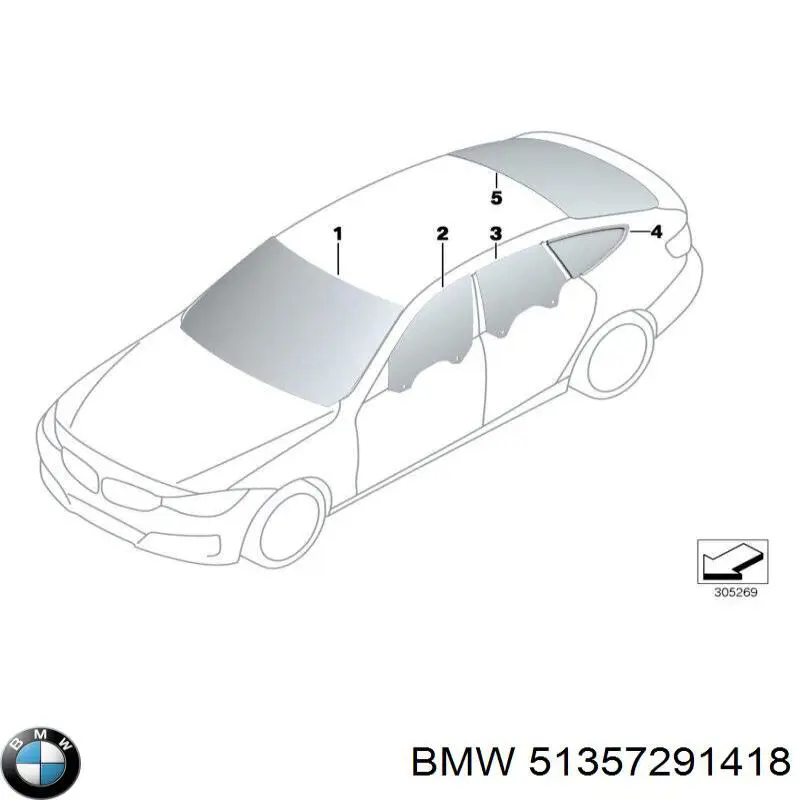 51357291418 BMW Стекло задней правой двери