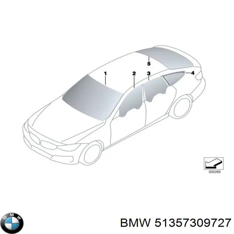 51357309727 BMW Стекло двери задней левой