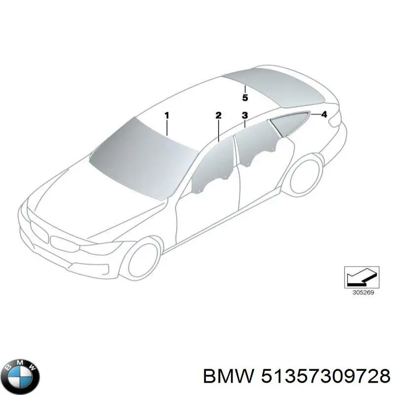 51357309728 BMW Стекло задней правой двери