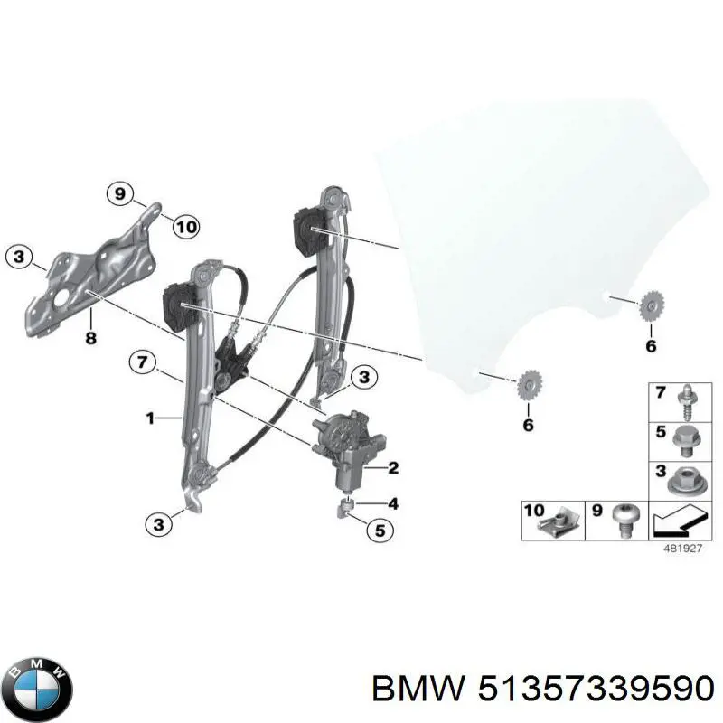 Механизм стеклоподъемника двери задней, правой BMW 51357339590 цена, от 63.35 USD