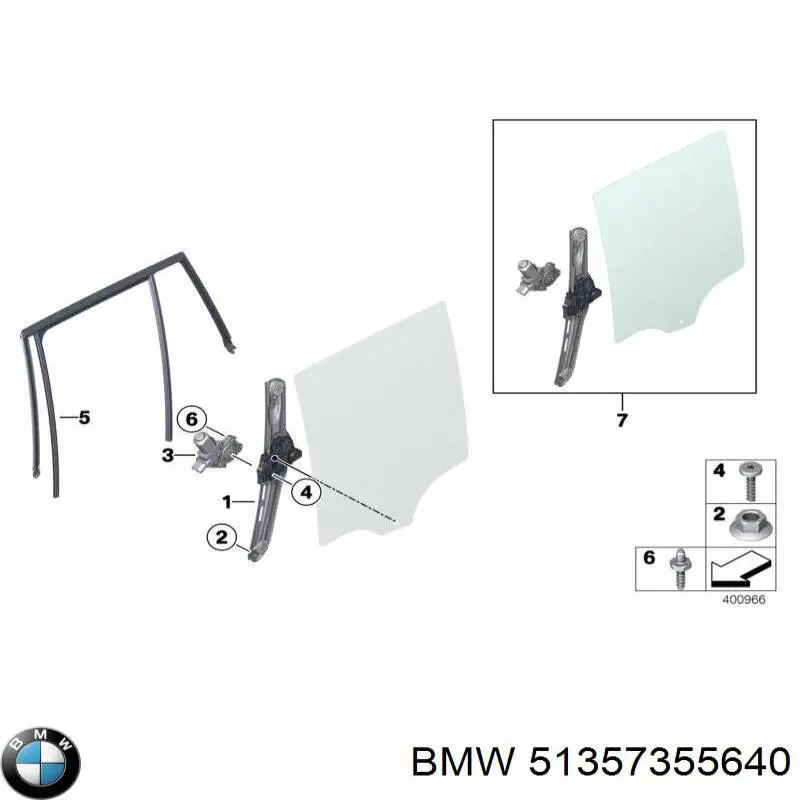 51357355640 BMW  Механизм стеклоподъемника правой задней двери
