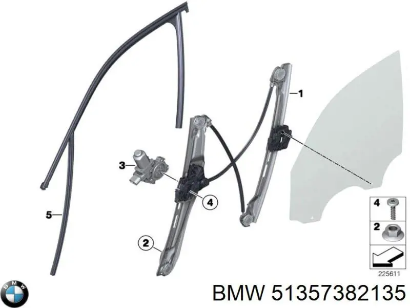 Механизм стеклоподъемника двери передней левой BMW 51357382135