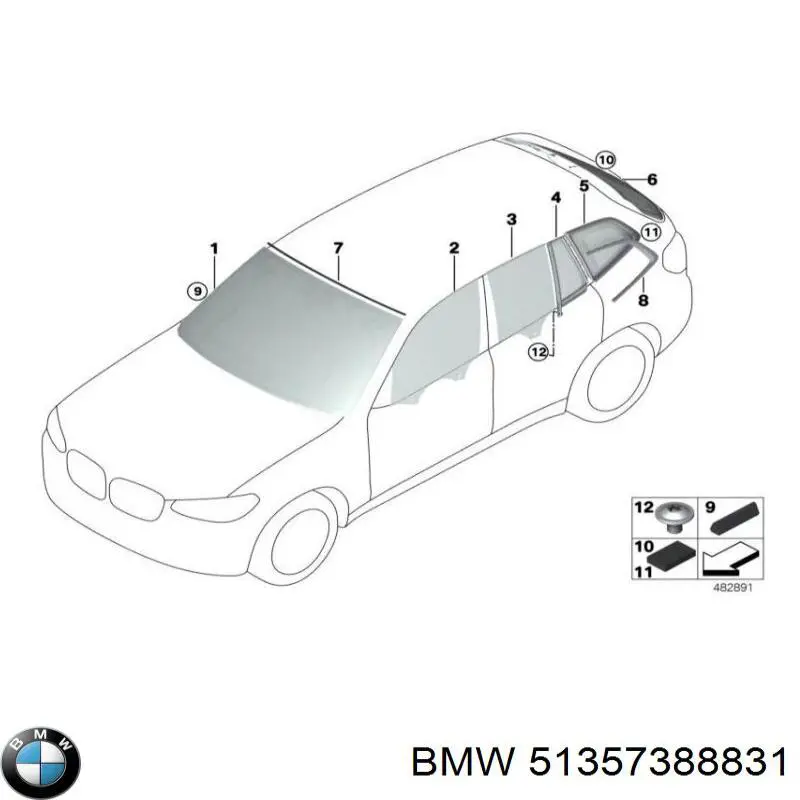 51357388831 BMW Стекло двери задней левой