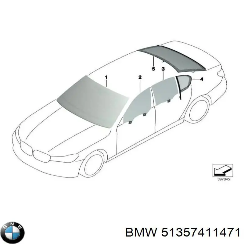 51338497213 BMW Стекло двери задней левой