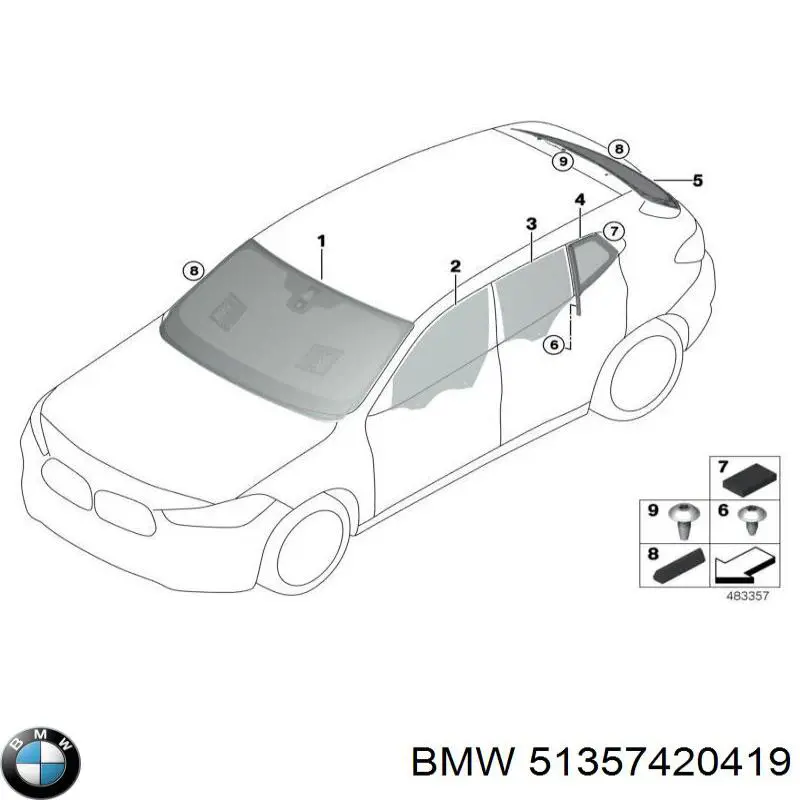 51357420419 BMW Стекло двери задней левой