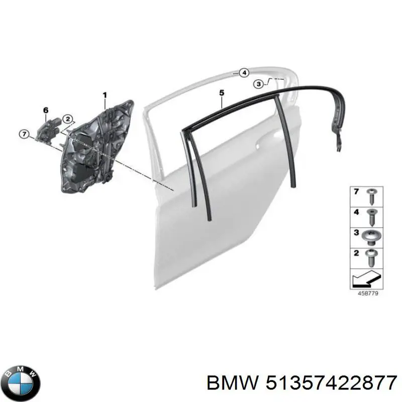 51357422877 BMW Механизм стеклоподъемника двери задней, левой