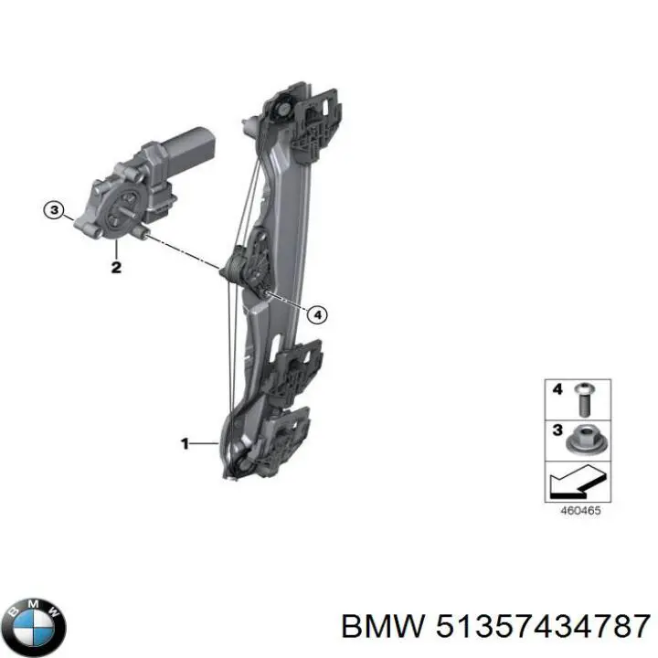 Mecanismo de acionamento de vidro da porta traseira esquerda para BMW X1 (F48)