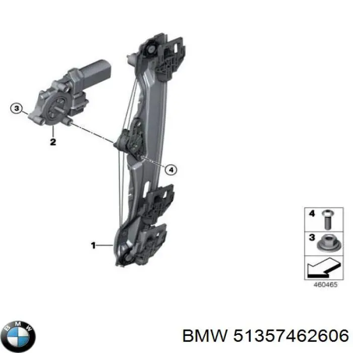 51357462606 BMW  Механизм стеклоподъемника правой задней двери