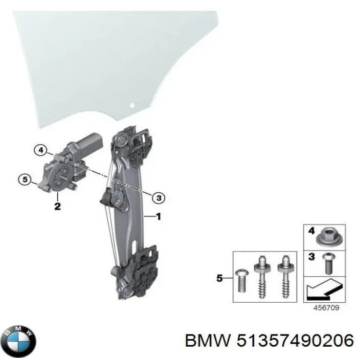 Механизм стеклоподъемника двери задней правой 51357490206 BMW