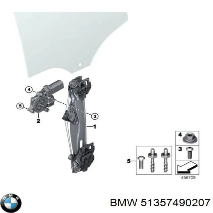 51357409359 BMW mecanismo de acionamento de vidro da porta traseira esquerda