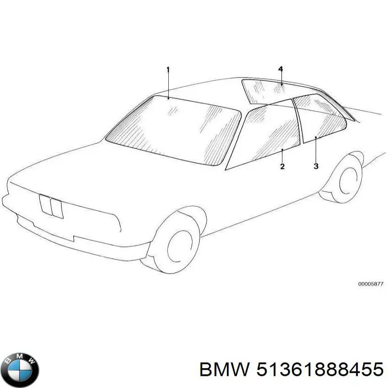 51361888455 BMW Стекло двери задней левой