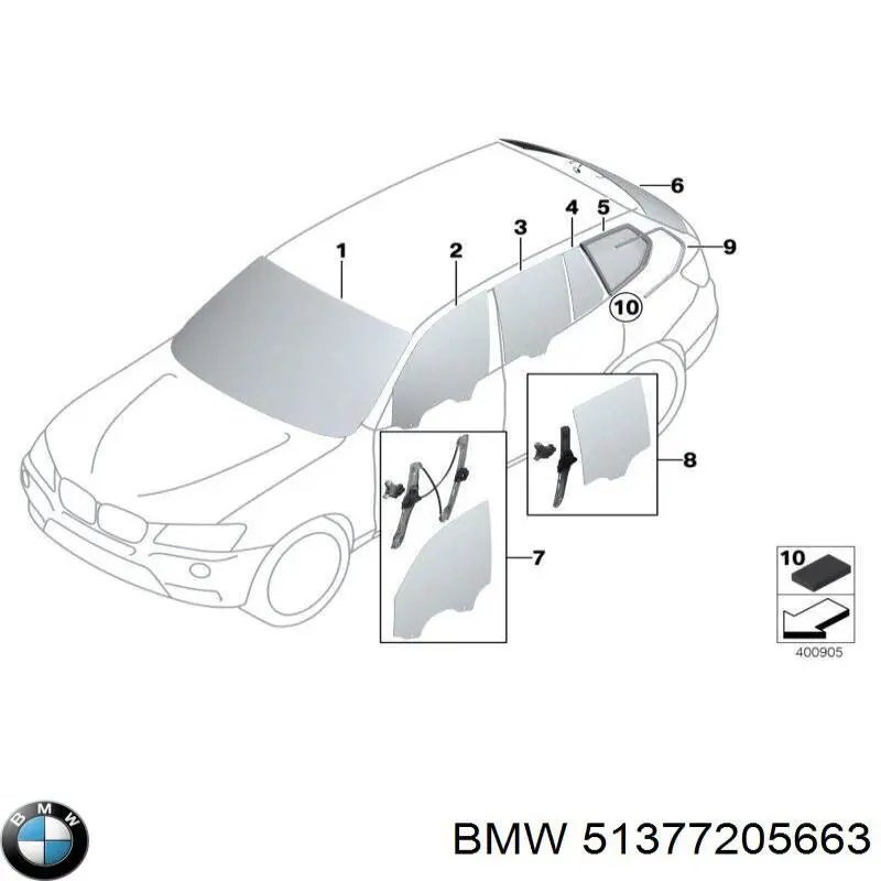 51377205663 BMW Стекло кузова/багажного отсека, левое