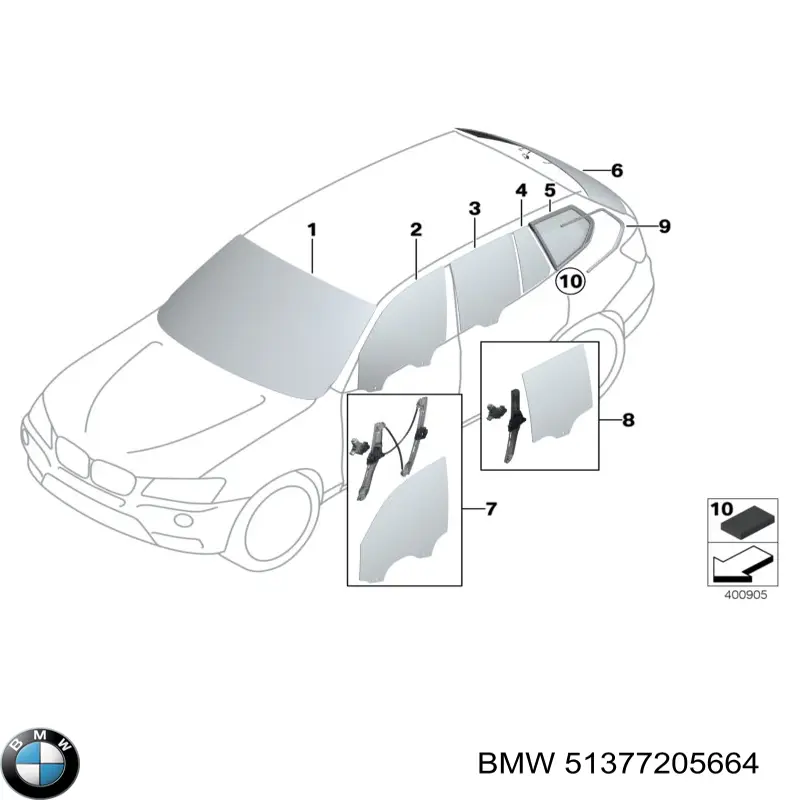 51377205664 BMW Стекло багажного отсека, правое