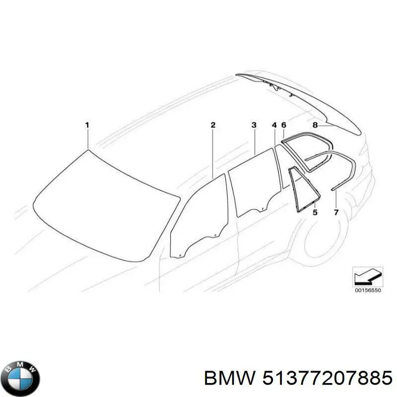 51367163053 BMW vidro de carroçaria (da seção de bagagem esquerdo)