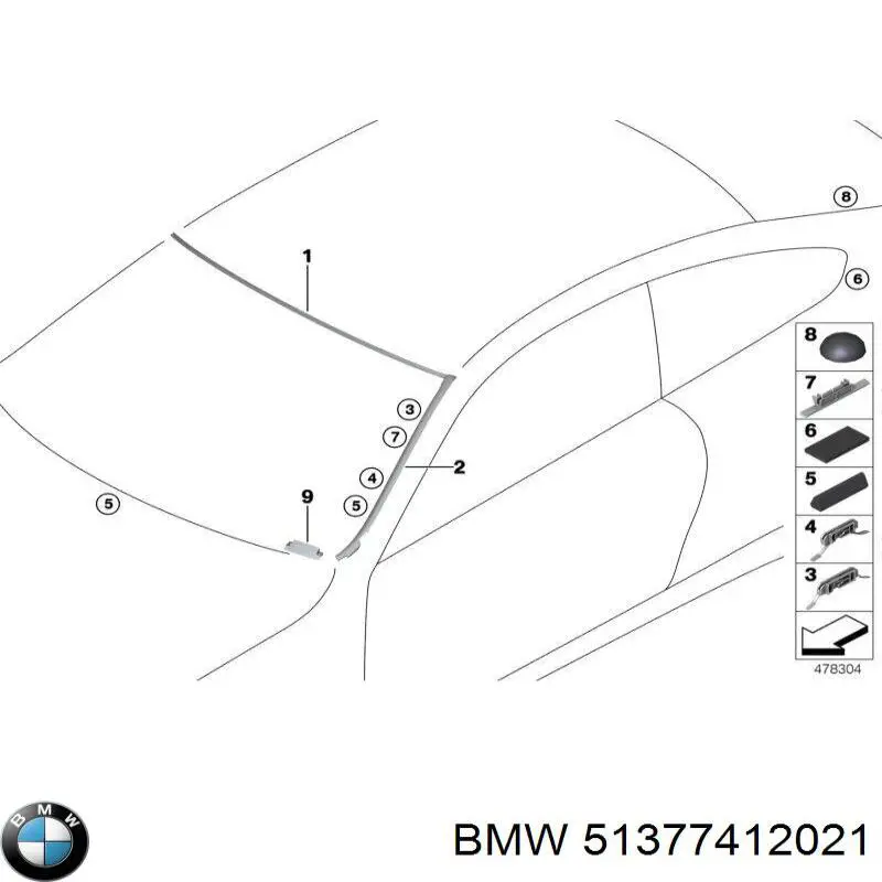 51377412021 BMW Стекло кузова/багажного отсека, левое