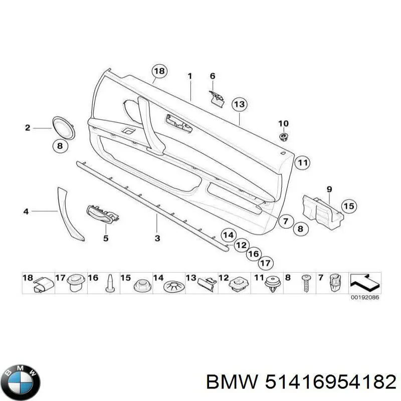 51416954182 BMW облицовка внутренней ручки двери передней правой
