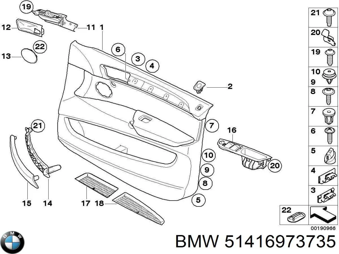 51416973735 BMW placa sobreposta de maçaneta da porta