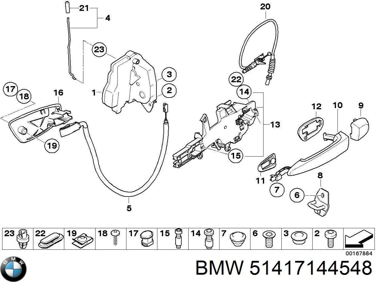 Ручка двери правой наружная передняя/задняя 51417144548 BMW