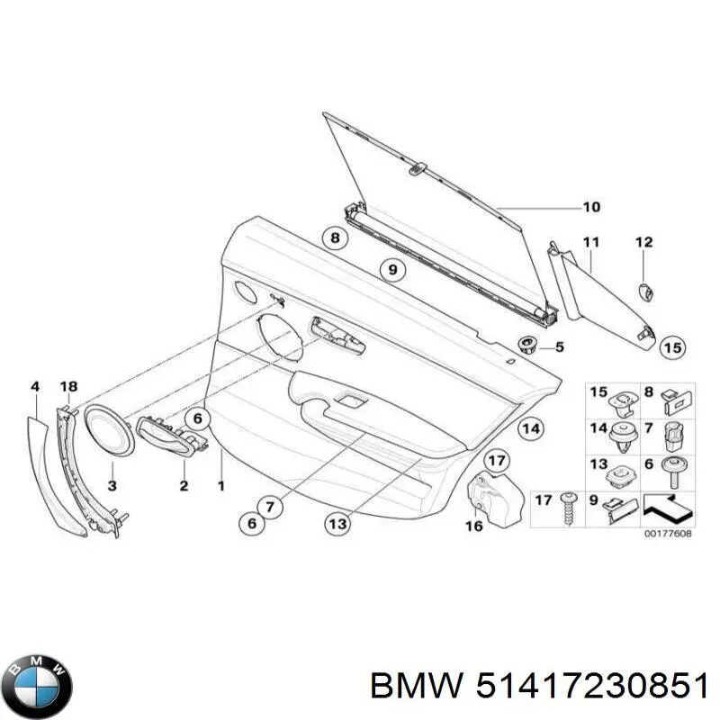 Suporte de maçaneta interna da porta dianteira esquerda para BMW 3 (E90)