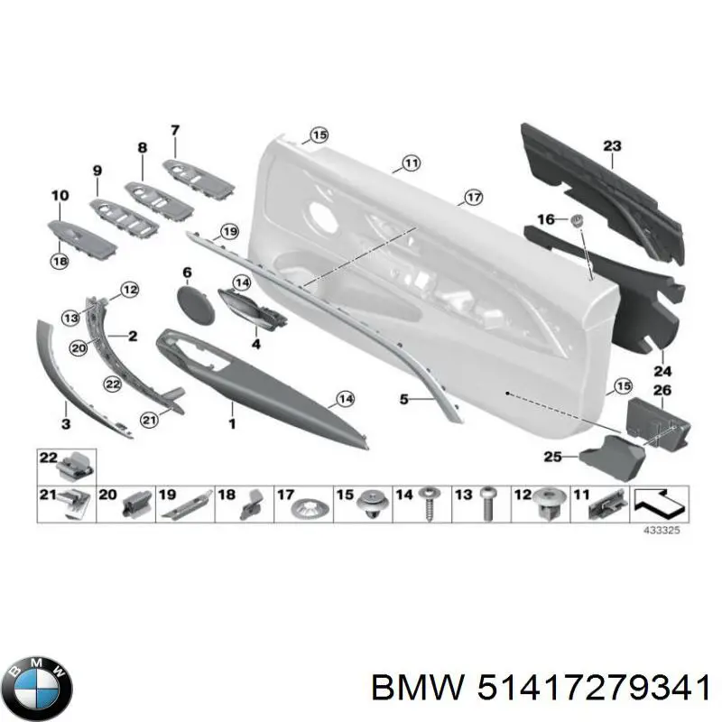 Ручка двери левой наружная передняя/задняя 51417279341 BMW