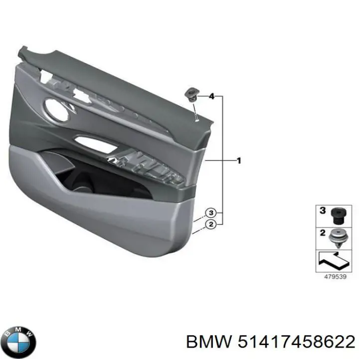 Обшивка (облицовка) внутренняя двери передней правой BMW 51417458622