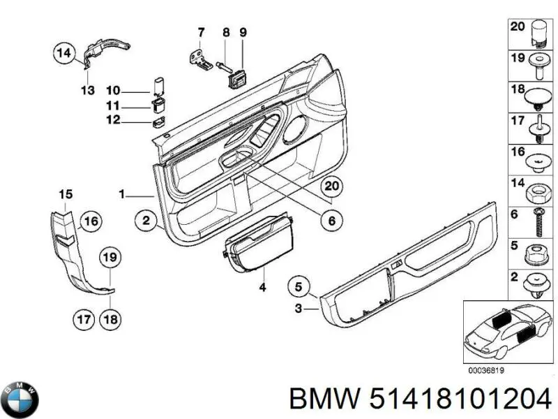 Пістон (кліп) кріплення накладок порогів 51418101204 BMW