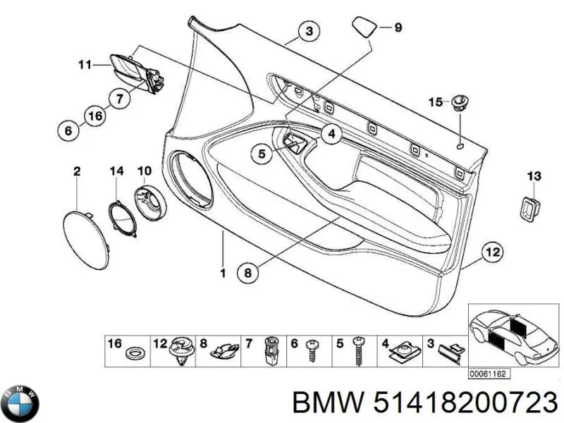 Ручка двери внутренняя левая Бмв 3 E46 ⚙️ (BMW 3)