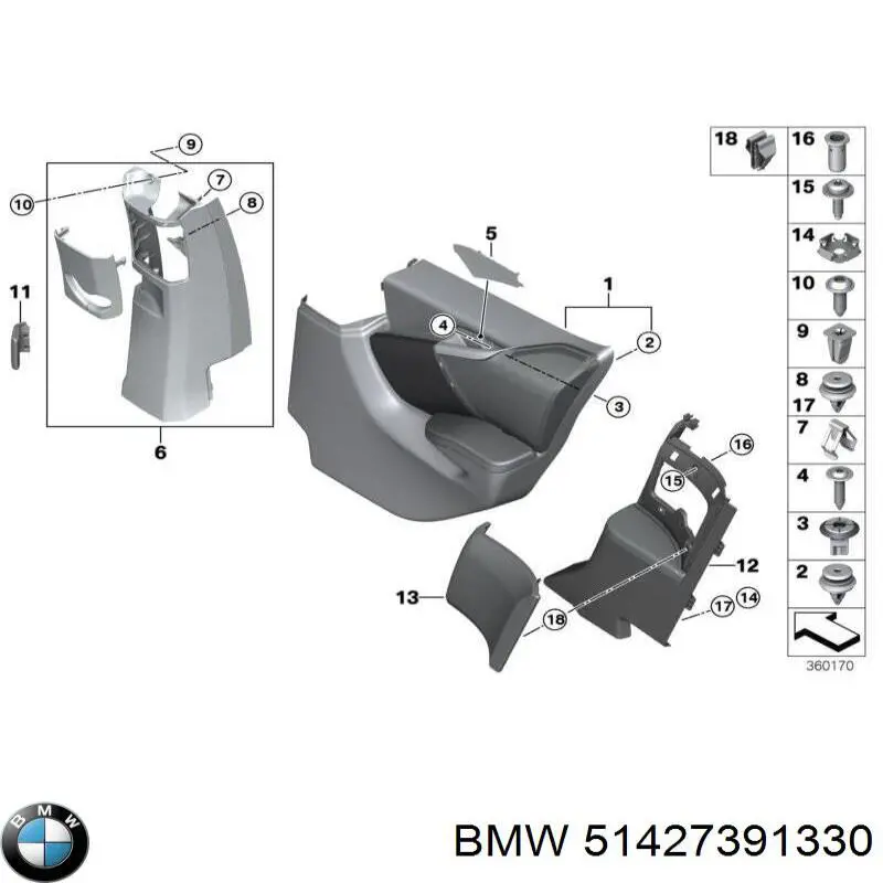 Накладка стойки кузова внешняя центральная правая BMW 51427391330