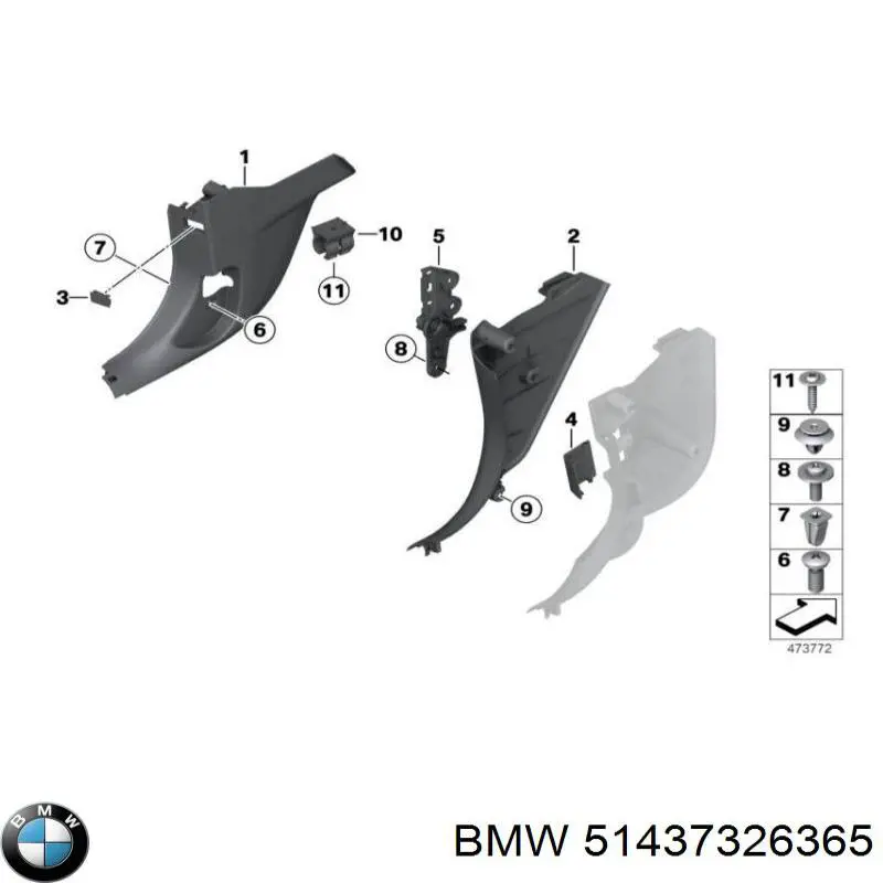 Кронштейн ручки открывания капота 51437326365 BMW