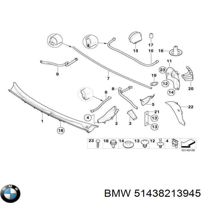Купить 51438213945 BMW Обшивка стойки кузова внутренняя передняя левая
