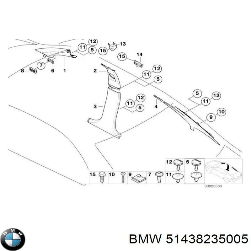 Купить 51438235005 BMW Обшивка стойки кузова внутренняя передняя левая