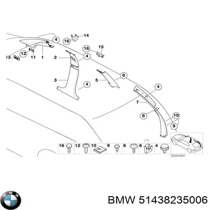 51438235006 BMW Обшивка стойки кузова внутренняя передняя правая